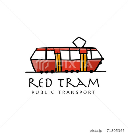 Vintage Red Tram. Sketch for your design 71805365