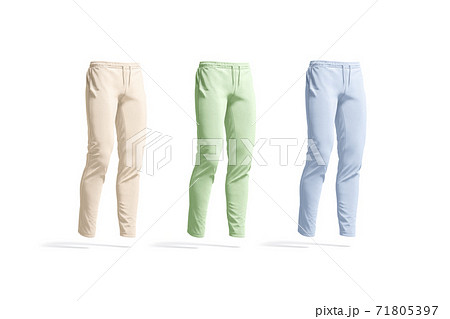 Blank colored sport pants mockup set, side view 71805397