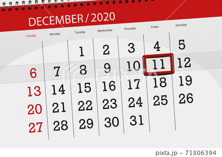 Calendar planner for the month december 2020, deadline day, 11, friday 71806394