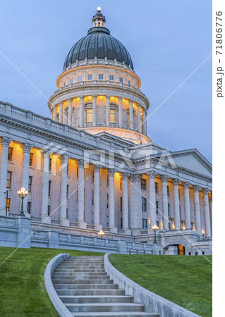 Close up of an outdoor stairs that leads to the Utah State Capital Building 71806776