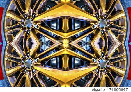 Rims of a sports car golden and shiny Rims of a sports car golden and shiny 71806847