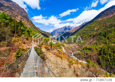 Bridge in Everest region in Nepal 71807136