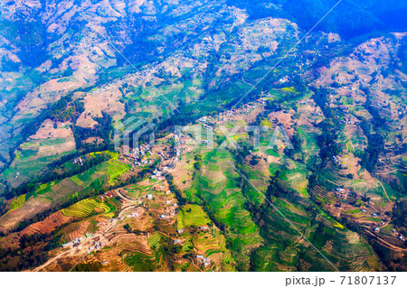 Kathmandu valley aerial panoramic view, Nepal 71807137