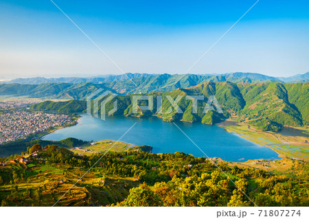 Phewa Lake aerial view in Pokhara 71807274