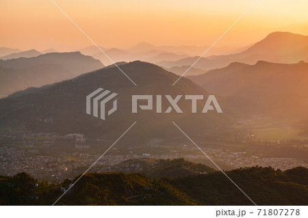 Himalaya hills aerial panoramic view, Pokhara 71807278