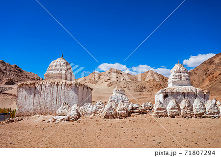 White stupas at Shey Monastery, Ladakh White stupas at Shey Monastery, Ladakh 71807294