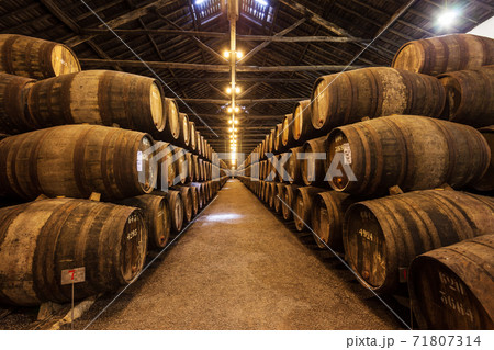 Barrels with wine in cellar, Porto 71807314