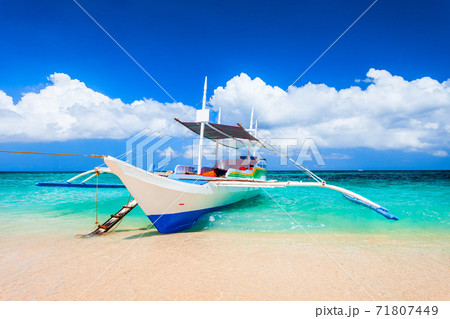 Boat at Boracay island beach, Philiphines Boat at Boracay island beach, Philiphines 71807449