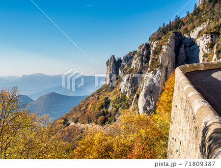 French countryside. Col de Rousset. View of the heights of the Vercors, France French countryside. Col de Rousset. View of the heights of the Vercors, France 71809387