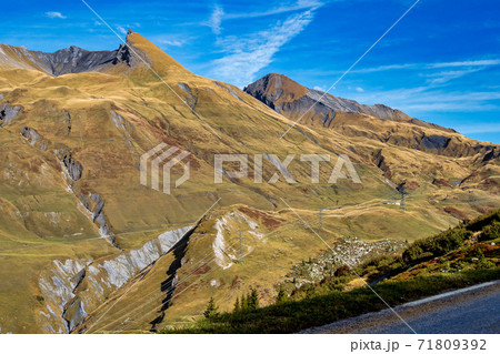 Alpine landscape of the French alps near Montvalezan in Savoie , France 71809392