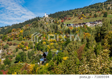 Alpine landscape of the French alps near Montvalezan in Savoie , France 71809394