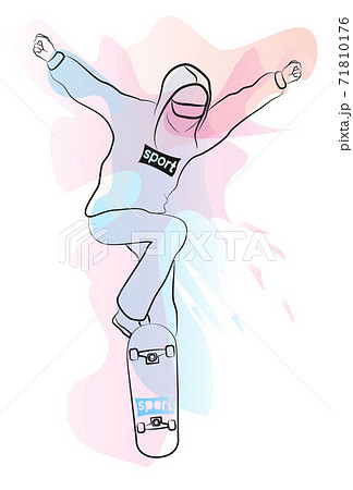 Skateboard T Shirts Drawing Of A Teenager のイラスト素材