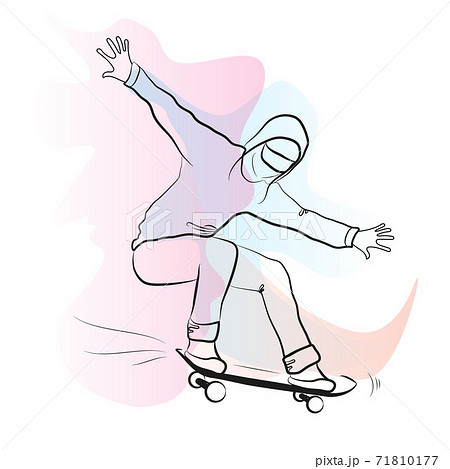 Skateboard T Shirts Graceful Drawing Of A Man ã®ã‚¤ãƒ©ã‚¹ãƒˆç´ æ 71810177 Pixta