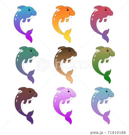 Dolphin in nine different gradient colors illustration. on white isolated background, vector illustration. Dolphin in nine different gradient colors illustration. on white isolated background, vector illustration. 71810188