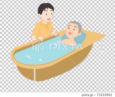 Bathing support for elderly men Male caregiver (no line) Bathing support for elderly men Male caregiver (no line) 71810902