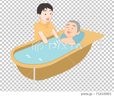 Bathing support for elderly men Washing the body Male caregiver (no line) Bathing support for elderly men Washing the body Male caregiver (no line) 71810903