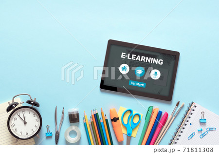 Remote education, tablet and school supplies 71811308