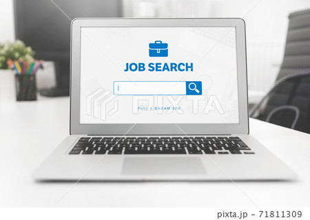 Job search website on laptop. Find a job 71811309