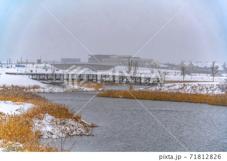Oquirrh Lake with bridges viewed in December 71812826
