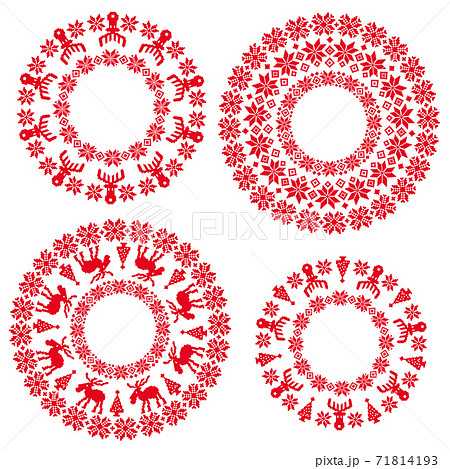 可愛いくて伝統的なノルディック柄素材 のイラスト素材