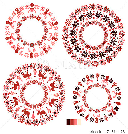 可愛いくて伝統的なノルディック柄素材 のイラスト素材