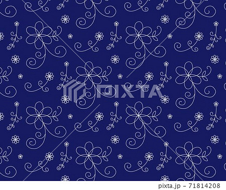 花柄アート素材 ネイビーブルー フランス人デザイン その他