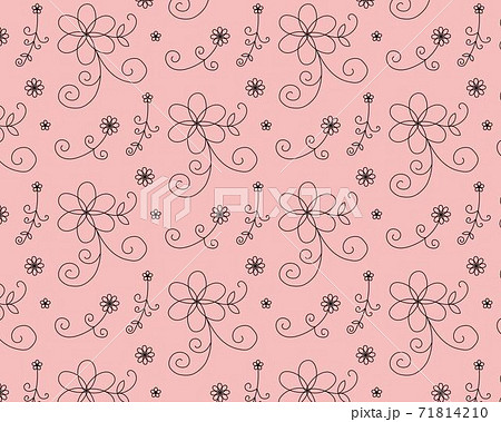 花柄パターン背景 ピンク 黒のイラスト素材