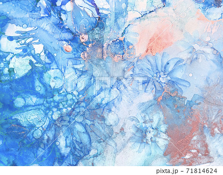 アルコールインクアート 水彩 水色 カッパーのイラスト素材 アルコールインクアート 水彩 水色 カッパーのイラスト素材