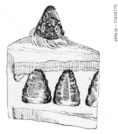 ヴィンテージ風 苺のショートケーキのイラスト素材