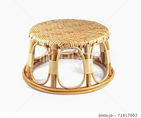 Wicker stool made from rattan and bamboo on white Wicker stool made from rattan and bamboo on white 71817002