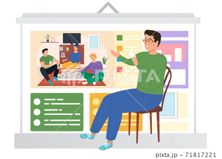 Friends playing a board game. Chums are spending time together. People having fun of a game Friends playing a board game. Chums are spending time together. People having fun of a game 71817221