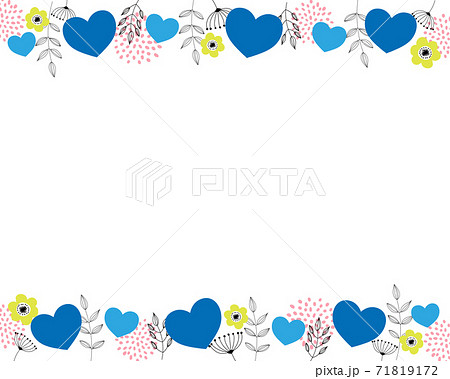 ホワイトデー ハートと植物のフレームのイラスト素材