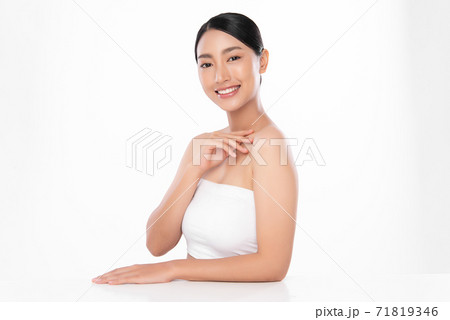 Beautiful young asian woman with clean fresh skin on white background, Face care, Facial treatment, Beautiful young asian woman with clean fresh skin on white background, Face care, Facial treatment, 71819346