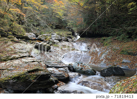 国領川の源流域、別子ラインのさらに奥「西鈴尾谷川」の秋 71819413