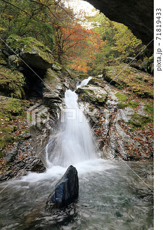 国領川の源流域、別子ラインのさらに奥「西鈴尾谷川」の秋 71819433