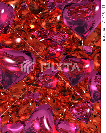 透明ハートのバックグラウンド　赤とピンク縦 71819541