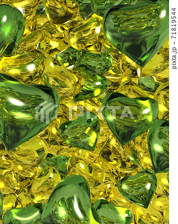 透明ハートのバックグラウンド　黄と緑縦 71819544