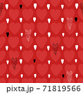 Abstract seamless pattern for Valentines day. Background with red and black hearts. Cute hand-drawn simple illustration. Ornament for wrapping paper banner, postcard. Vector illustration about love. 71819566