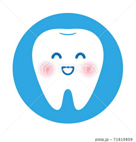 かわいい歯のキャラクターアイコン 笑顔 笑う のイラスト素材