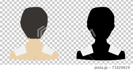 Back view of a person putting a compress on his shoulder Back view of a person putting a compress on his shoulder 71820629