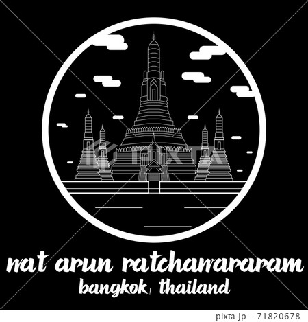 Circle Icon line Wat Arun Ratchawararam. Vector illustration Circle Icon line Wat Arun Ratchawararam. Vector illustration 71820678