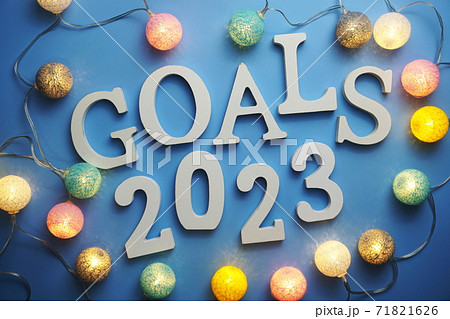 Goals for 2023 alphabet letter on blue background 71821626
