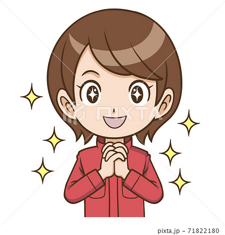 ワクワクしている整備士の女性のイラスト素材