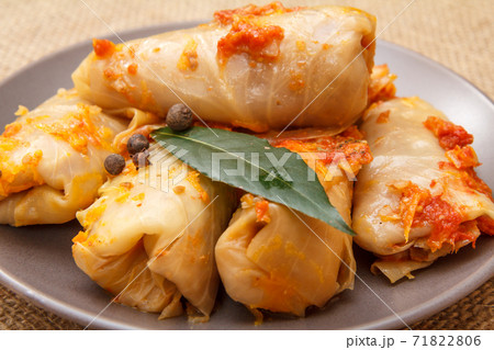 Delicious homemade cabbage rolls stuffed with rice and meat 71822806