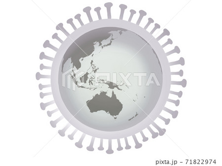 コロナウィルスと地球のイラスト 71822974