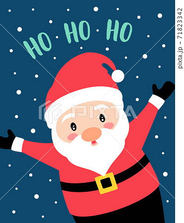christmas card with santa claus and text ho ho ho 71823342