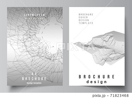 Vector layout of A4 cover mockups templates for brochure, flyer layout, booklet, cover design, book design, cover. Abstract 3d digital backgrounds for futuristic minimal technology concept design. 71823468