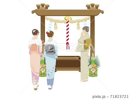 参拝 神社 賽銭箱 正月のイラスト素材