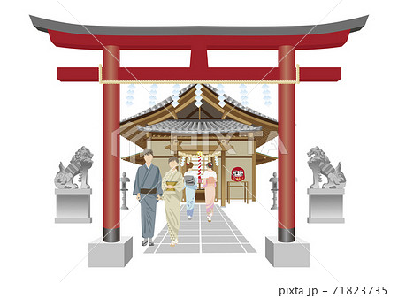 参拝　神社　お参り　鳥居 71823735