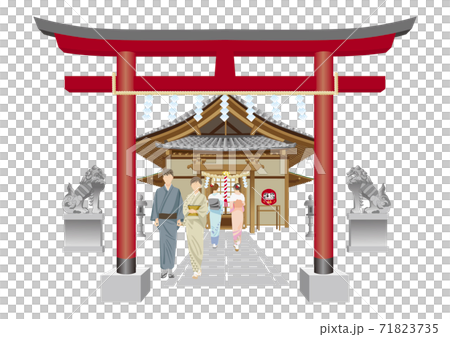参拝　神社　お参り　鳥居 71823735